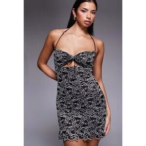 I.AM.GIA Crystal Lace Halter Mini Romantic Dress Size M